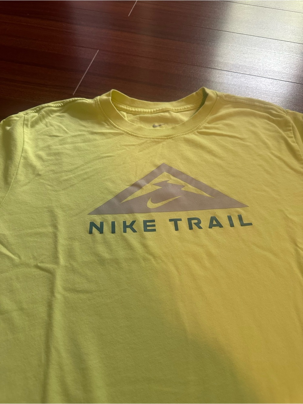 Nike Men's Trail Short-Sleeve T-Shirt - Yellow with Gray Logo